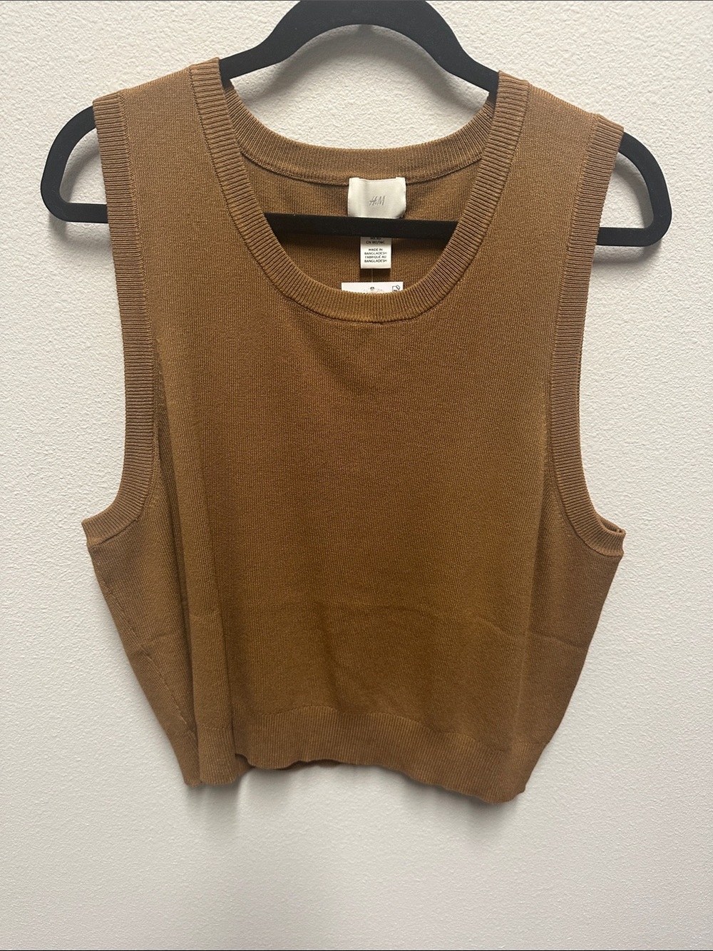 NWT H&M Sleeveless Knit Crop Top - Brown/mustard color - XL